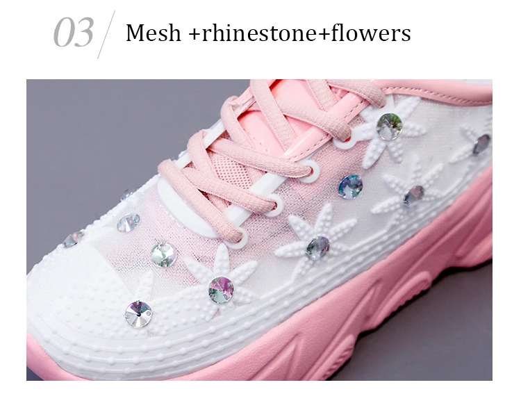 Белые кроссовки на платформе; женская обувь для бега; кроссовки со стразами; дышащая прогулочная обувь; женская спортивная обувь для бега; женская обувь; Размеры 35, 41
