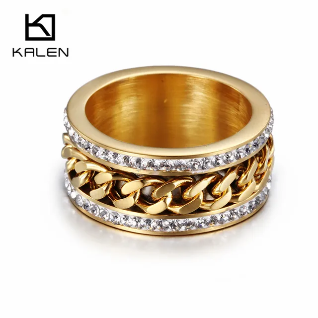 Kalen New Fashion Jewelry Stainless Steel Italian Gold Silver Ring Kalen New Fashion Jewelry Stainless Steel Italian Gold Silver Ring Women Wedding Engagement Anniversary Party