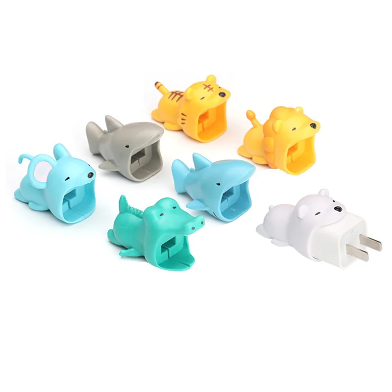 

FFFAS Cartoon Silicone Animal Cable Bite Protector Winder Cute Anime Cover Protect Case Usb Wire Organizer Holder For IPhone