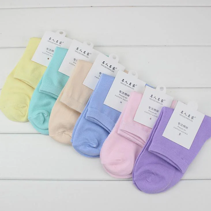 10 пар/лот, Модные Качественные весенне-осенние зимние женские носки для девочек Однотонные разноцветные костюмы ярких цветов для детей от 34 до 41 лет, милые короткие носки