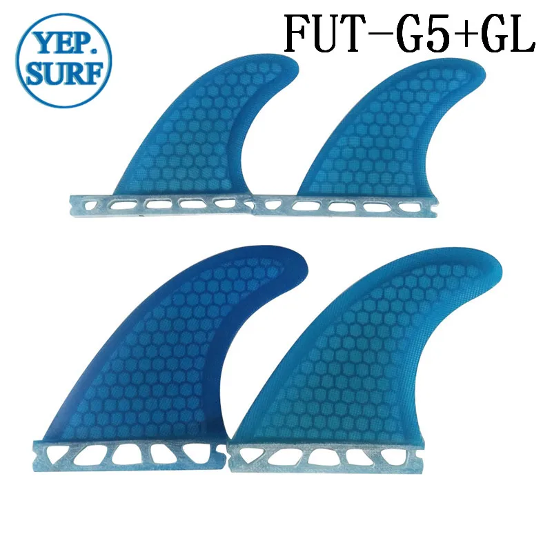 Future G5 + GL оранжевая/синяя доска для серфинга fin quad Набор стекловолокна honeycomb