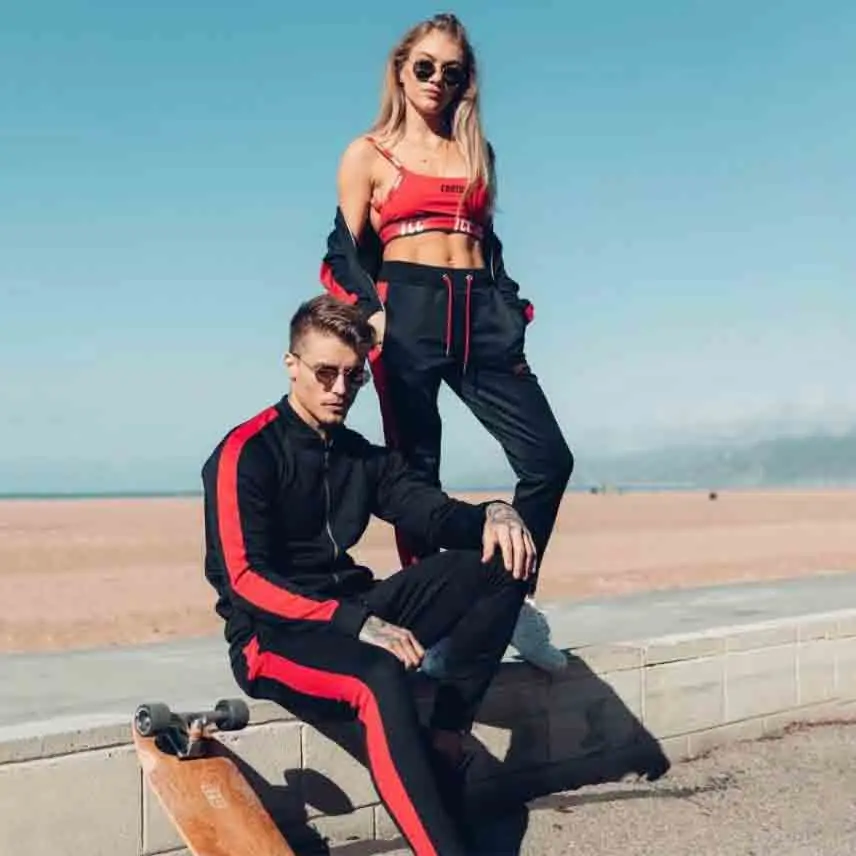 

Couple sports suit Men Running Set 2019 Winter SetsSuits Men's Jacket + Pants Suit 2 Pcs women sportswear sportswear man