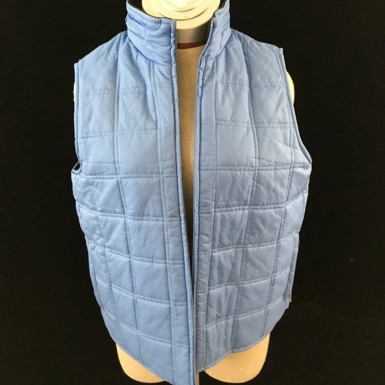 Charter Club puffy vest Size M womens blue fleece lined zipper hood