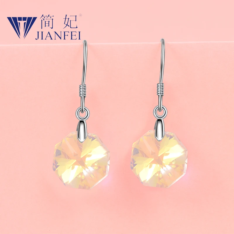 

Octagonal Crystal 925 sterling silver needle Simplicity Fashion Graceful Earrings For Woman Girls Fashion Jewelry Gift 4
