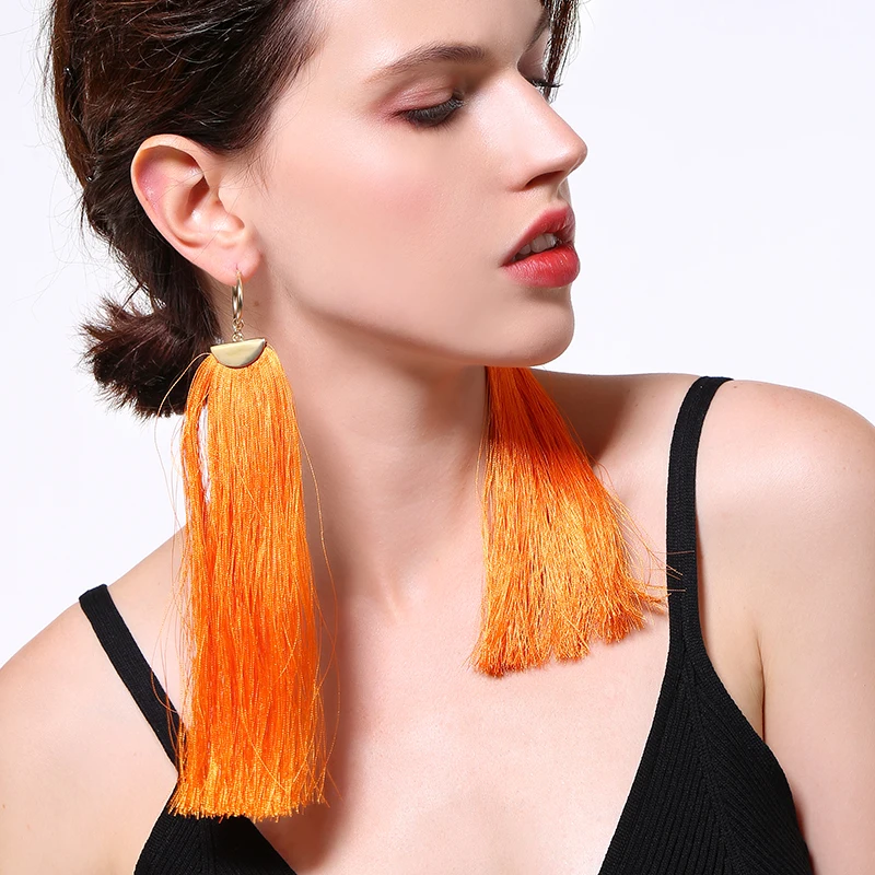 

Personalized Handmade Sorority Gift Earrings Jewelry Wholesale Long Casual Office Green/Orange Cotton Earring For Women