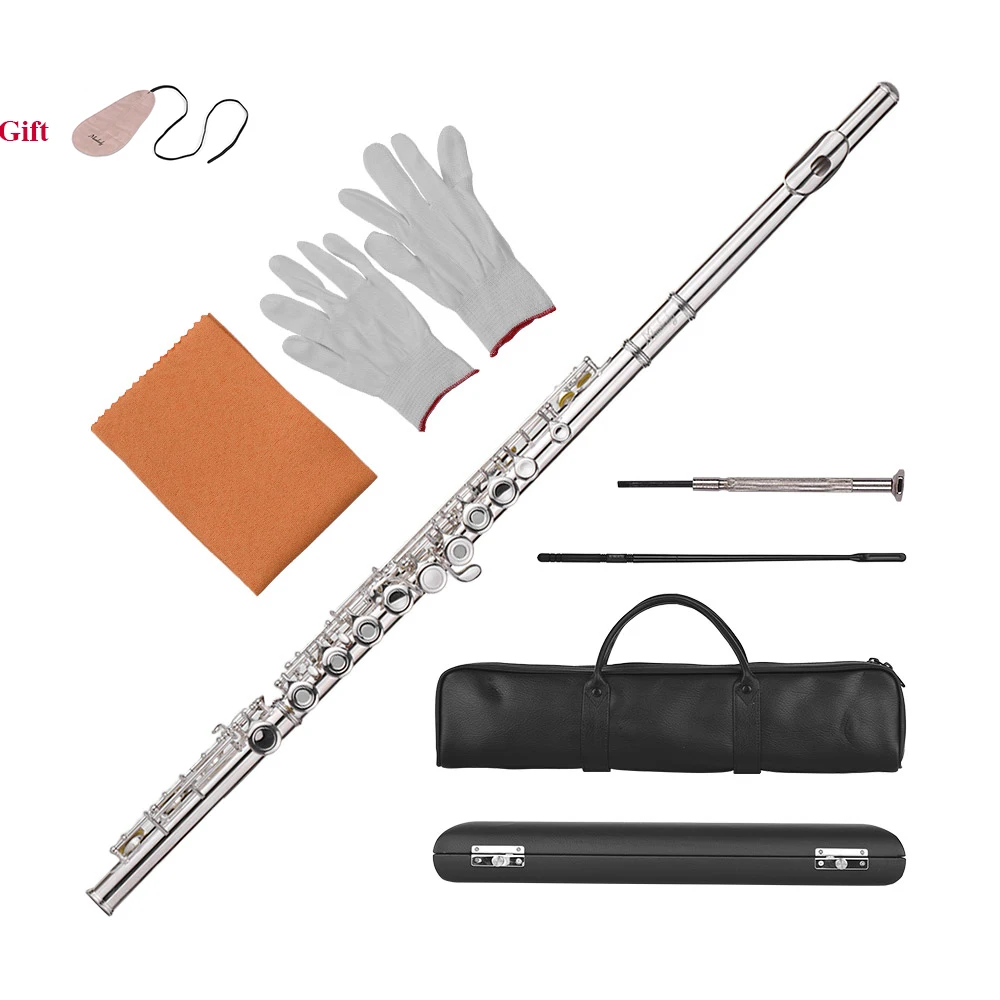 Муследи 17-Hole концертная C флейта открытый/закрытый пористый материал покрытый серебром деревянный духовой инструмент подарок