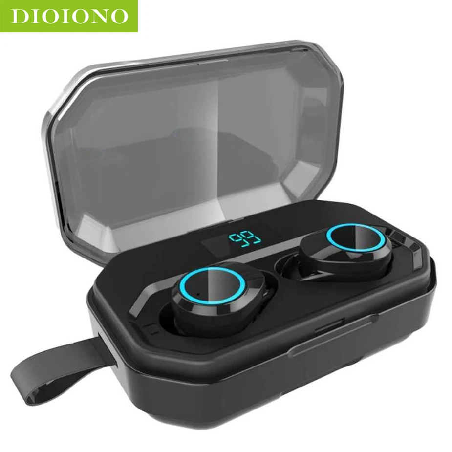 DIOIONO TWS Bluetooth 5 0 беспроводная гарнитура 4000 мАч зарядная коробка 6D стерео HIFI Звук IPX7