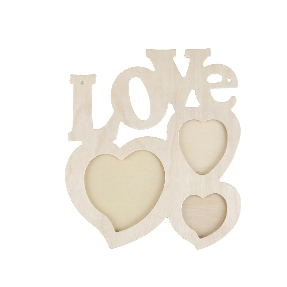 

Wooden Photo Frame DIY Love Shape Durable Mini Family Photo Frame Christmas Home Decor Accessories Porta Retrato Rahmen
