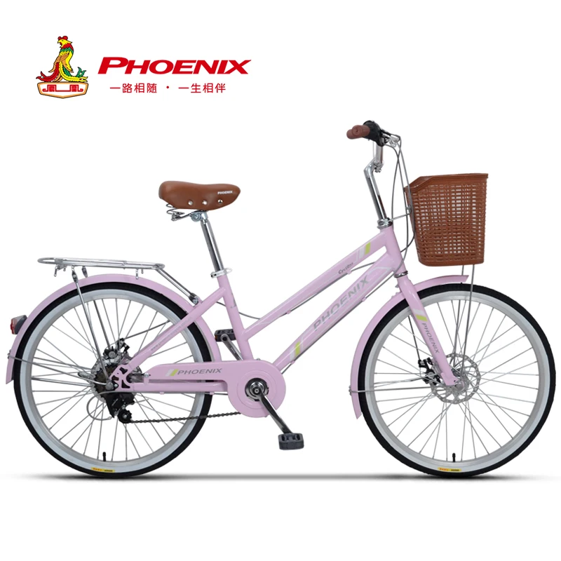 Phoenix 24-26'' Women Bike Road Bikes Retro Bike Ladies Bicycle Bicicleta Aluminium Double Disc Brake bisiklet bicicleta