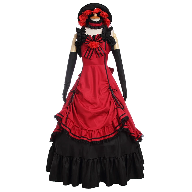 Customized available Red Madam Anime cosplay Black Butler Cosplay anime Costumes Fancy Party Dress for Halloween Christmas Gift (2)