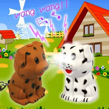 

FREE SHIPPPING BY DHL 200pcs/lot 2015 New Plastic LED Dog Shaped Keychains with Sound Novelty Puppy Keyrings for Kids