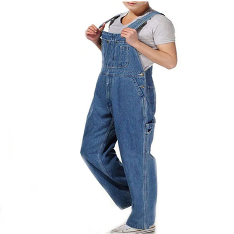 Hot 2018 Men's Plus Size Overalls Large Size Huge Denim Bib Pants Fashion Pocket Jumpsuits Male Free Shipping Brand  
