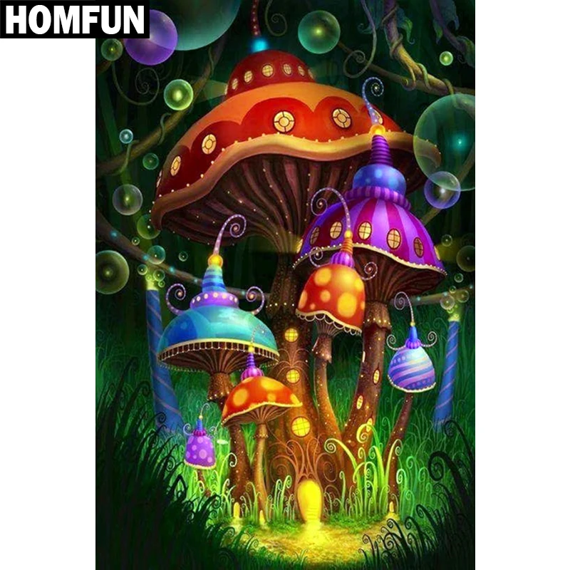 HOMFUN полная квадратная/круглая дрель 5D DIY Алмазная картина "грибной домик" вышивка крестиком 5D домашний Декор подарок A06168