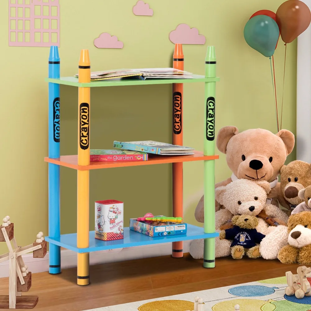 Giantex 3 تيير الاطفال رف تلوين تحت عنوان تخزين خزانة رفوف طفل الملونة المنزل الأثاث HW58650