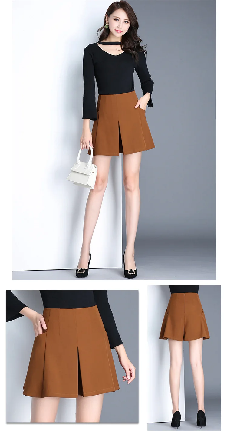 Шифоновые юбки Шорты для женщин с высокой талией свободные офисные спецодежды юбка Шорты женские короткие женские брюки