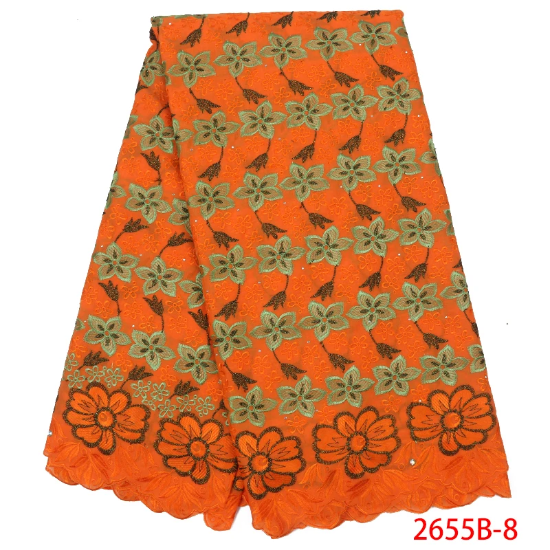 

Latest African Laces 2019 Swiss Voile Lace In Switzerland Orange Dry Lace Nigerian Lace Fabric For Party Man And Woman NA2655B-1