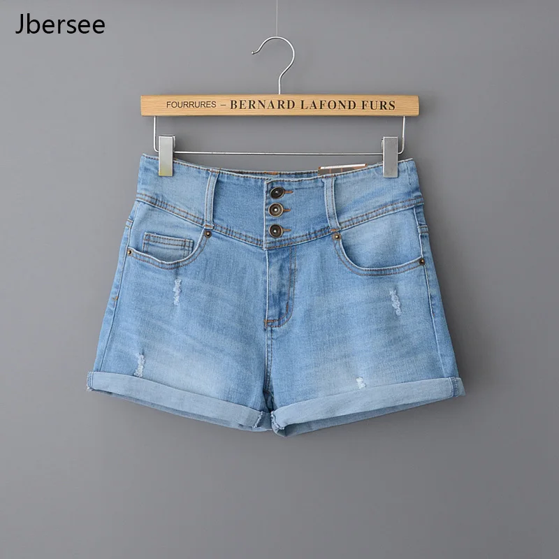 

High Waist Denim Shorts Women Stretch Casual Vintage Summer Spring Autumn Jeans Shorts High Quality Plus Size Short Feminino