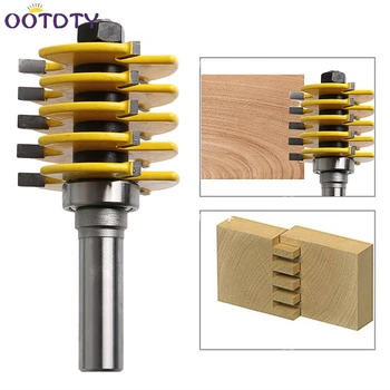 

5 Blade 3 Flute 1/2" Shank Box Joint Router Bit Adjustable Woodworking Cutter-3Z