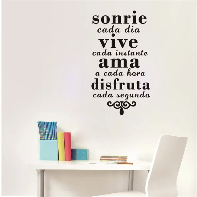 Spanish Inspirational Quotes Wall Art Sticker Smile Everyday Live Every