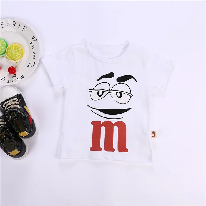 Хлопковая футболка для малышей Летняя футболка с короткими рукавами и круглым вырезом для мальчиков и девочек, одежда милые топы для малышей, костюм M Chocolates