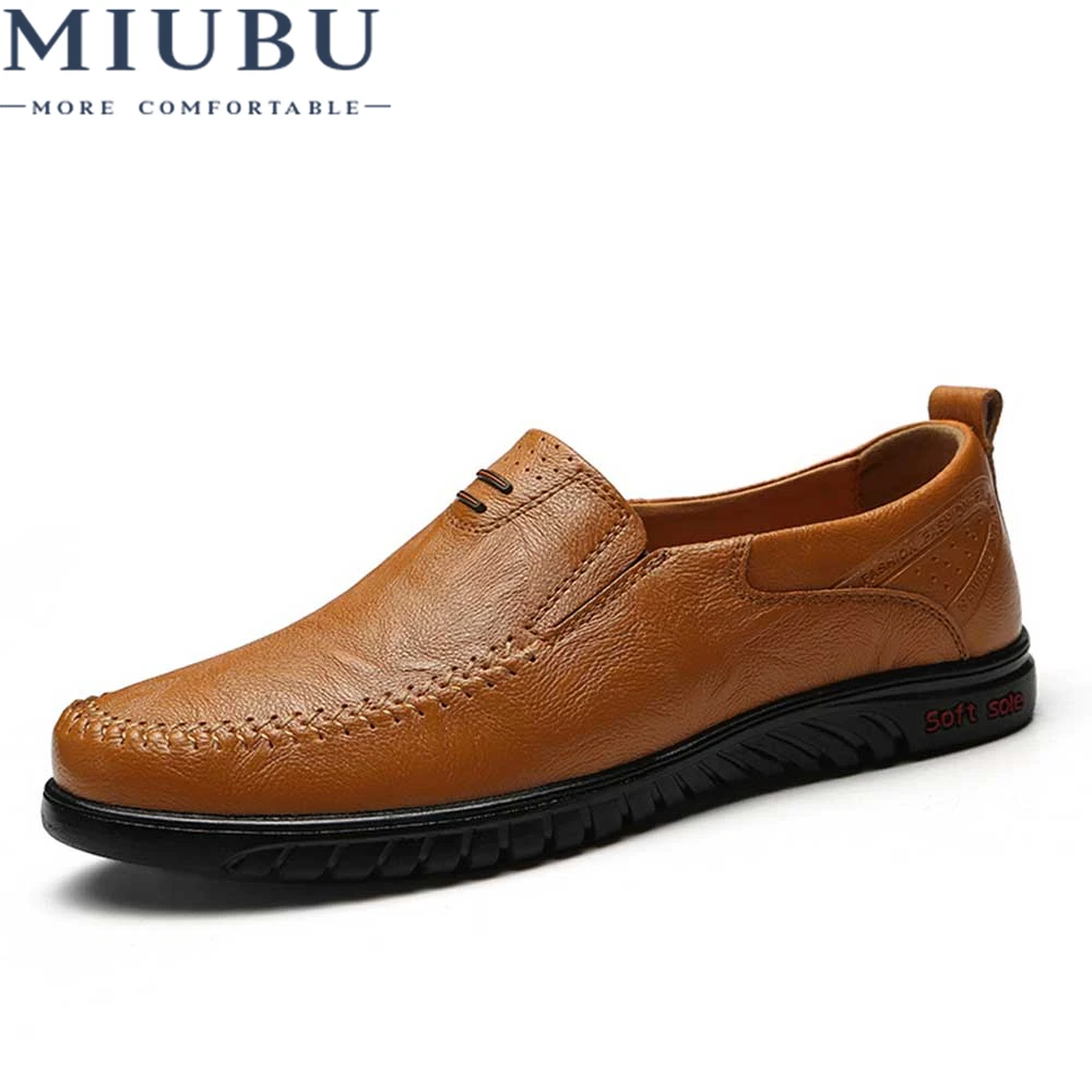 

MIUBU Big Size New Split Leather Men Casual Shoes Fashion Top Quality Driving Moccasins Slip On Loafers Men Flat Shoes 36~46