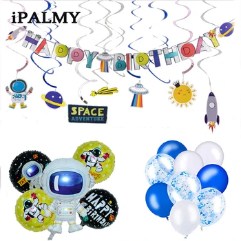

ipalmy 45pcs Baby Kids Space Astronaut Theme Happry Birthday Party Decorations Hanging Swirl Foil Balloons Party Supplies