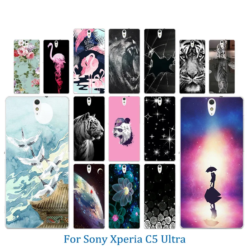 For Sony Xperia C5 Ultra /Dual E5553 E5506 E5533 Back Cover Coque Soft TPU Silicone Tiger Pattern Matte Full Protect Phone Case |