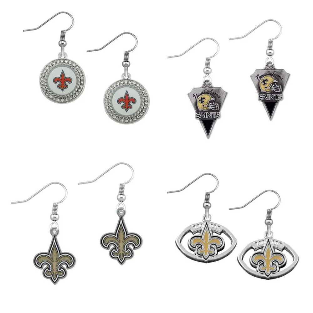 1pair Women Jewelry New Orleans Saints Team Alloy Enamel Earrings 1pair Women Jewelry New Orleans Saints Team Alloy Enamel Earrings Sports Fan Souvenirs In Drop From Accessories On