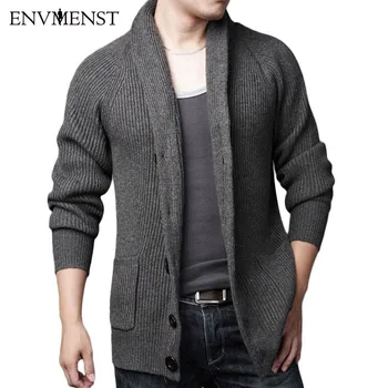 

New 2017 Fashion Sweater Men Pull Homme Long Sleeve Single Breasted Casual Knitted Checked Sweater Man Cardigan Sweater