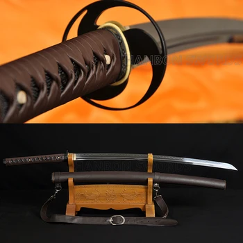 

REAL HAMON JAPANESE SAMURAI SWORD KATANA FULL TANG Clay Tempered Unokubi-Zukuri DOUBLE BO-HI Blade LEATHER STRAPS SHEATH