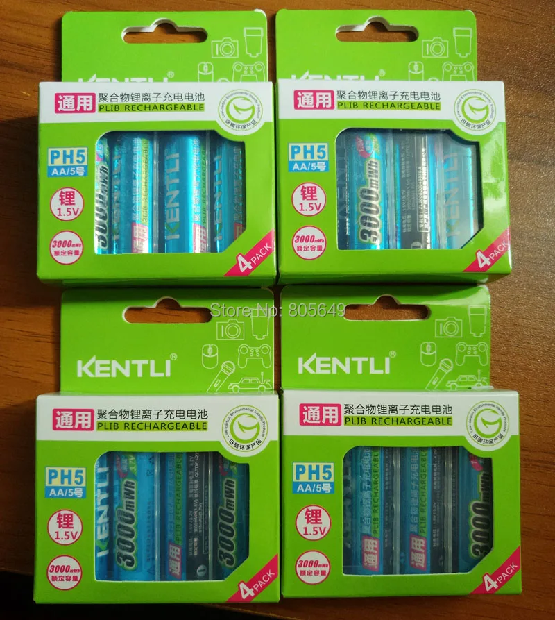 

16pcs/lot KENTLI 3000mWh AA battery 1.5V AA rechargeable battery camera battery lithium polymer battery