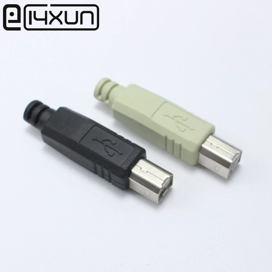 

EClyxun 10set/lot 4 in 1 Nickel-plated USB 2.0 Type B Male Plug Printer Port Assembly Adapter Connector With Gum Cover Shell