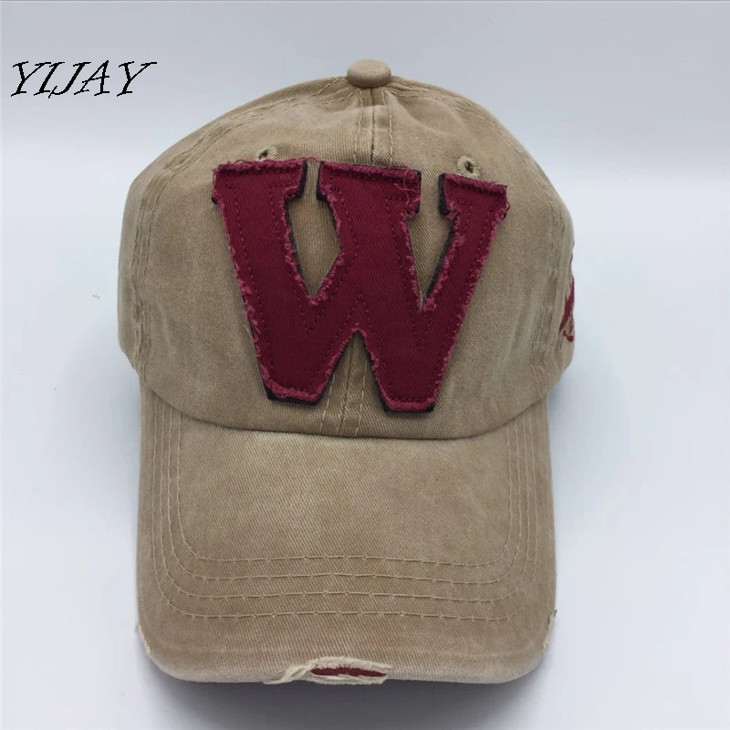 YIJAY 5 lavado denim snapback caps otoño letra W del algodón nuevos hombres mujeres gorra de béisbol sunblock beisbol casquette