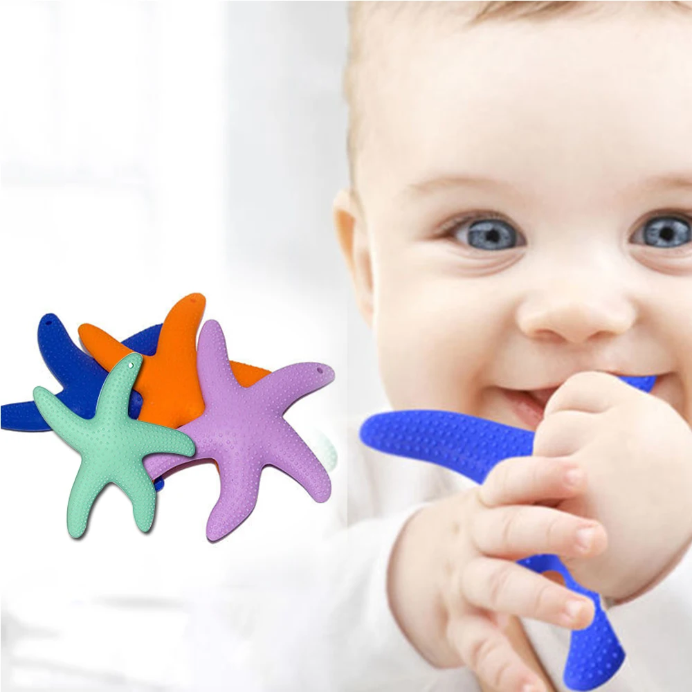 Новые 3 цвета Морская звезда детские жевательные игрушки FDA LFGB сертифицированные Прорезыватели пищевой мягкий силиконовый жевательный талисманы Детские Прорезыватели Gife