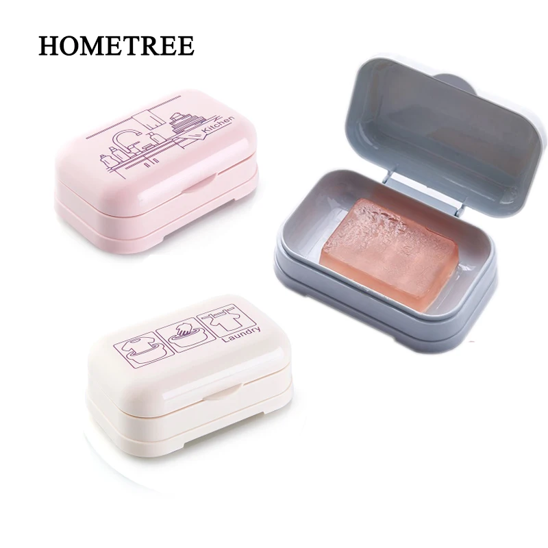 

HOMETREE Cartoon Printing Dust-proof Soap Boxs Drain Bathroom Washing Products Storage Boxs With Cover Bathroom Accesories H808