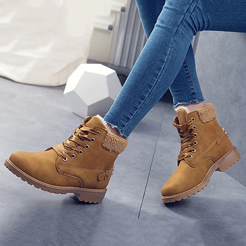 Модные женские ботинки ботильоны зимние на шнуровке теплые меху Bota женская