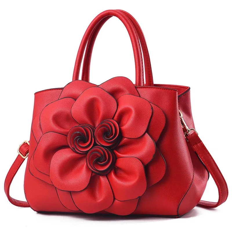 3D flower women handbag tote PU soft leather female bag shoulder women