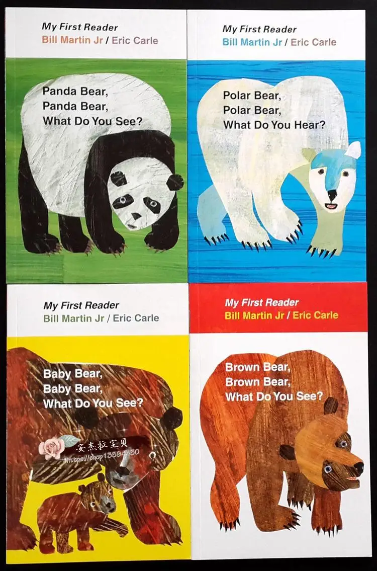 4pcs english book for children my first reader mini library brown brown bear brown bear what do you see