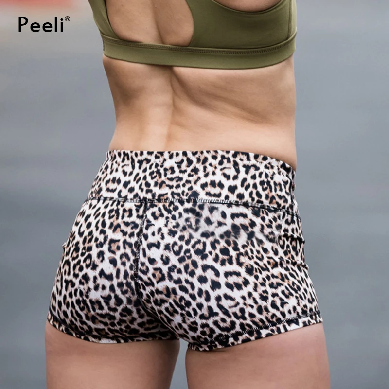 Peeli спортивные шорты с высокой талией, женская одежда для йоги, фитнеса, леопардовые шорты для спортзала, пуш-ап, шорты для серфинга, тренировок, леггинсы, одежда для активного отдыха
