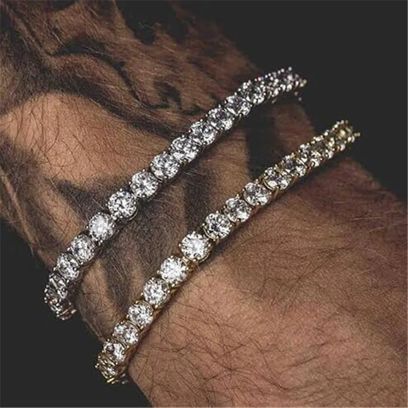 Хип-хоп, 1 комплект, кубинские звенья, цепочка, полностью Стразы, Bling Iced Out, мужской браслет, проложенный золотом, браслеты для мужчин, ювелирные изделия, Прямая поставка