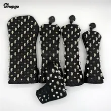 [Серебряные заклепки Череп] Премиум головные уборы для гольфа Гольф Драйвер файрвэй Вудс Гибридный клюшки Чехлы полный комплект 2 цвета новинка подарок