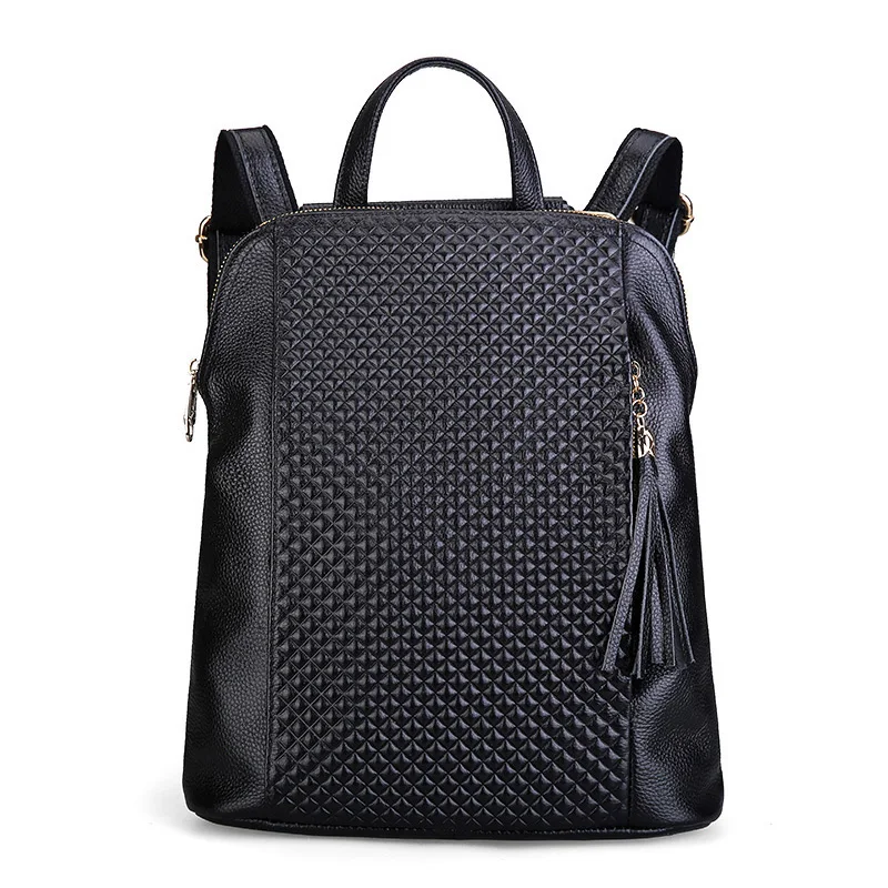 Брендовый сетчатый женский рюкзак с кисточками, водонепроницаемая женская сумка через плечо, натуральная кожа, школьная сумка для девочек, Противоугонный дизайн