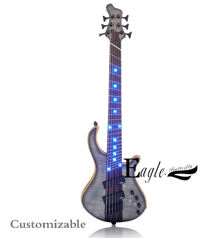 

5 string, six string electric bass,Skewed Bass, Fan-shaped Electric custom made DIY mayones electric bass Patriot V Frets Bass.