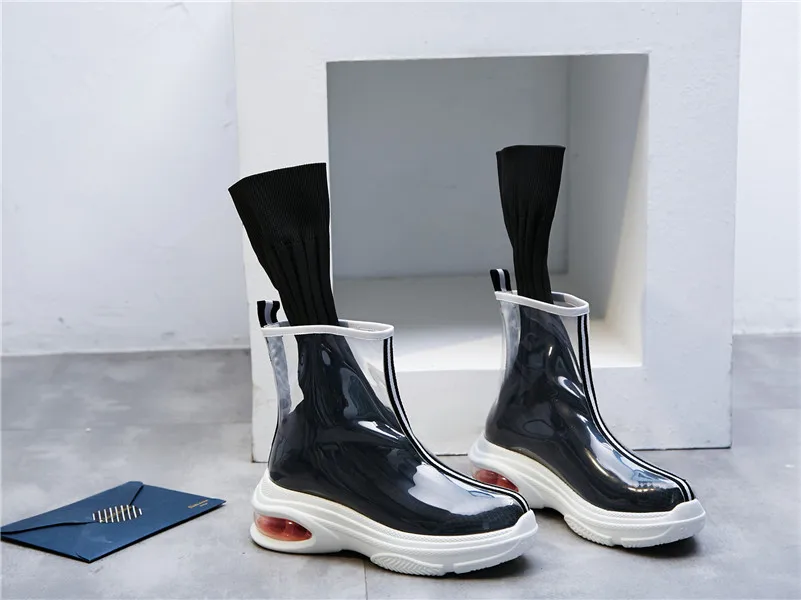 FEDONAS/Брендовые женские ботинки до середины икры в стиле панк; высококачественные прозрачные вечерние и свадебные женские туфли на платформе с круглым носком; высокие сапоги