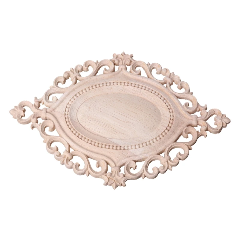 

Hot Natural Wood Carved Flower Applique Furniture Unpainted Cabinet Corner Home