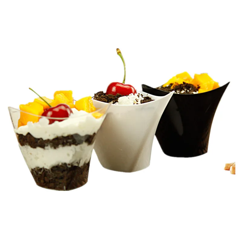 

50pcs White/transparent/black 100ml disposable ice cream cup creative party birthday favor dessert cake decor plastic cups