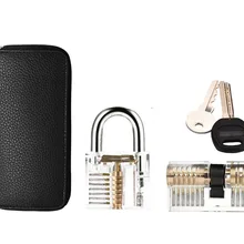 24 шт слесарные инструменты с кожаной сумкой и 2 шт прозрачные замки для тренировок