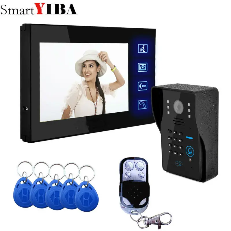 Best SmartYIBA Touch Screen Video Doorbell 7 #039; #039;Inch Monitor Wired Video Door Intercom Door Phone System Password RFID Access Camera