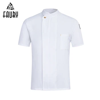 

New Arrival Chef Jacket Food Service Short Sleeve Cook Work Clothes Summer Breathable Bakery Hotel Unisex Restaurant Uniform