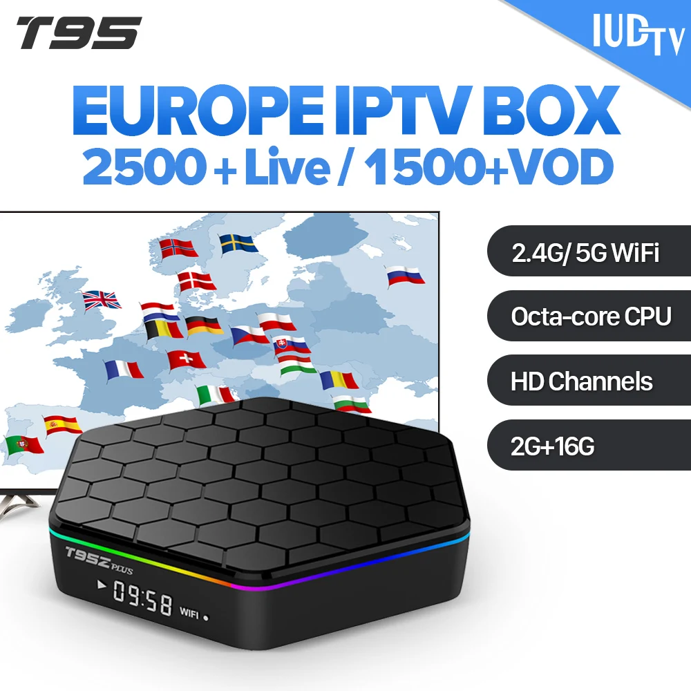 

T95Z Plus TV Box Android 7.1 IUDTV IPTV Subscription Europe Sweden Italy Spain UK Germany Greek IPTV Box T95ZPLUS Smart TV Box